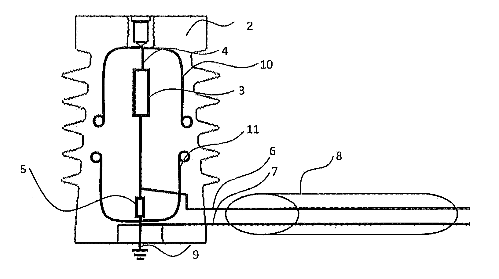 Voltage measurement device with an insulating body