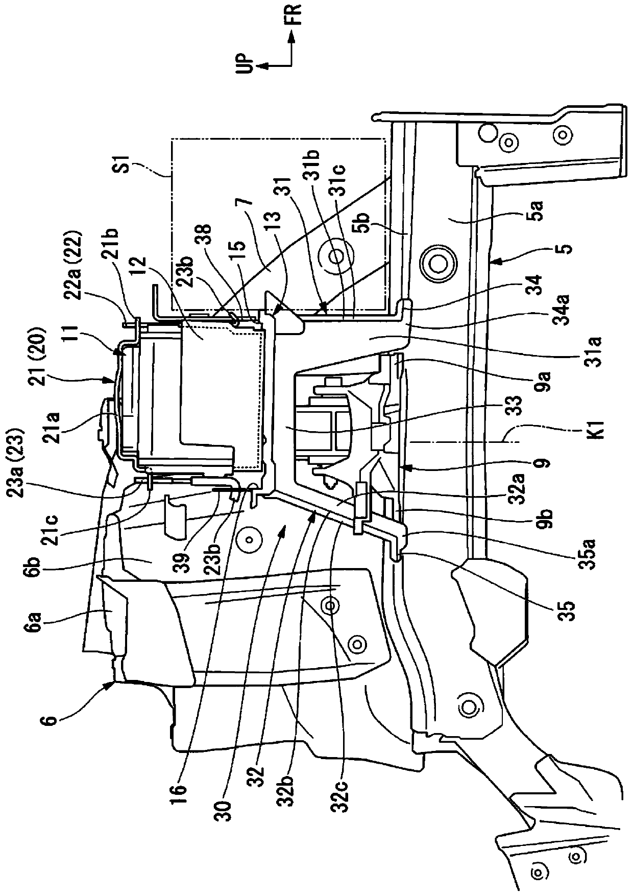 Car battery installation structure