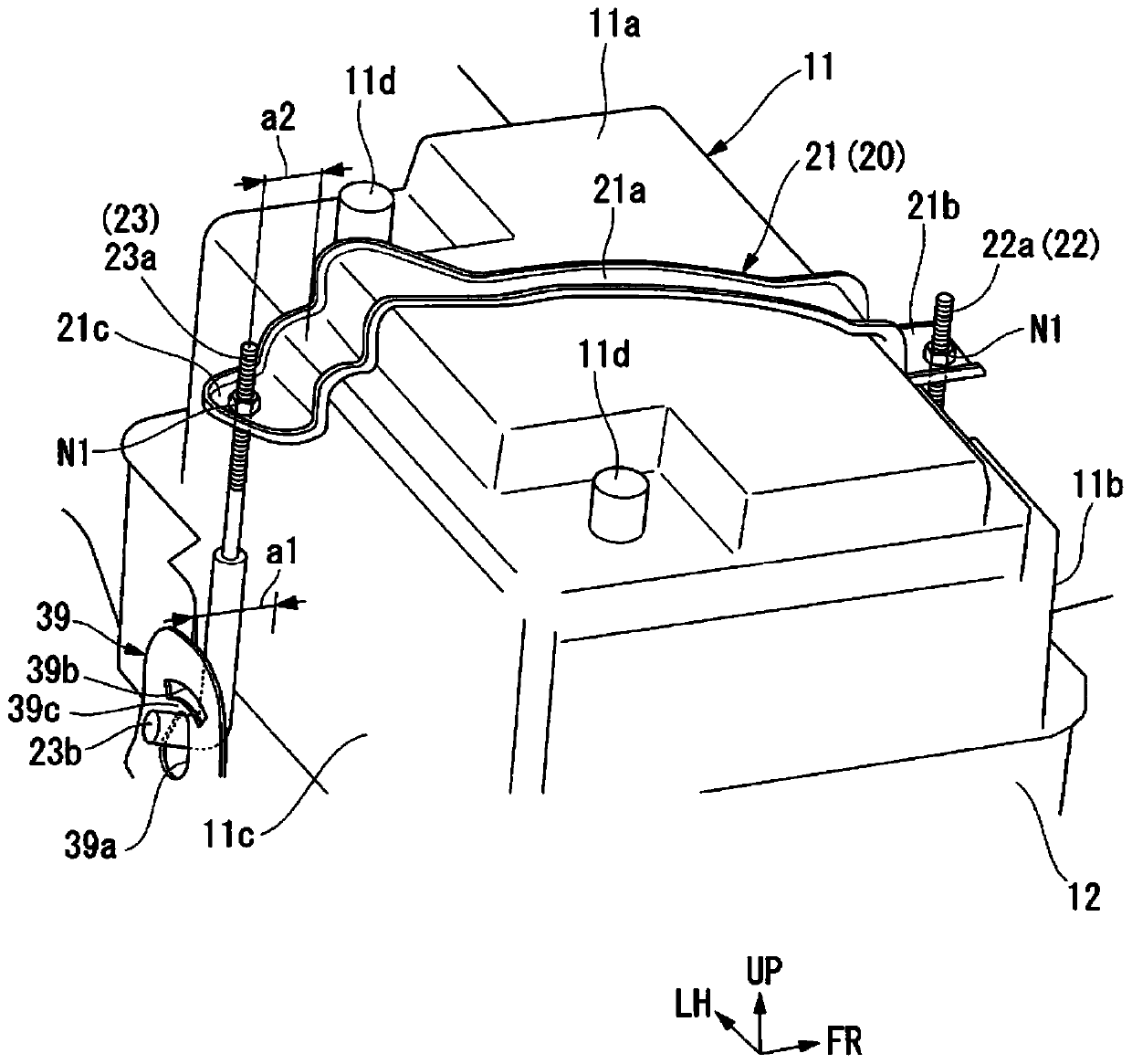 Car battery installation structure