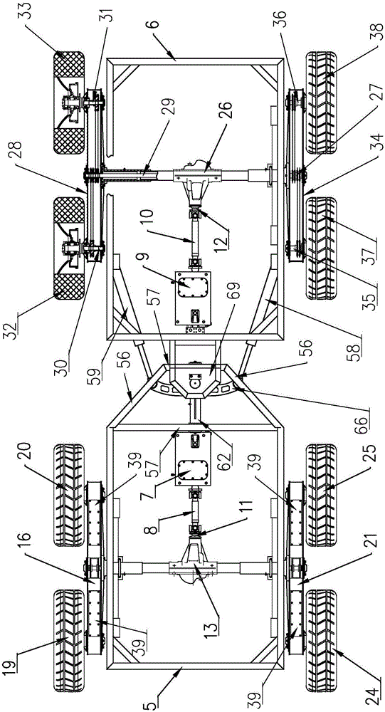 Eight-wheel articulated obstacle vehicle