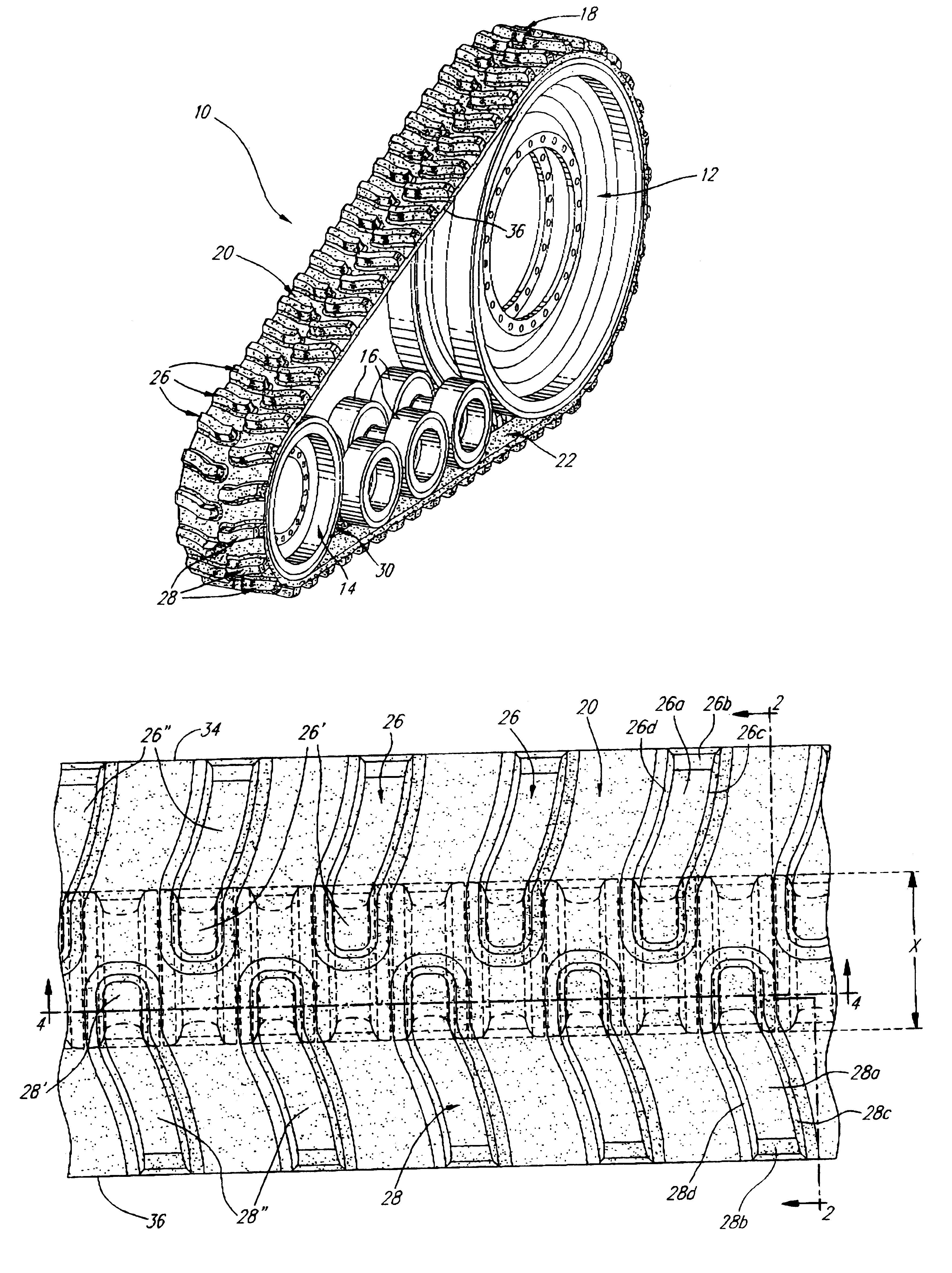 Endless belt for use with heavy duty track vehicles