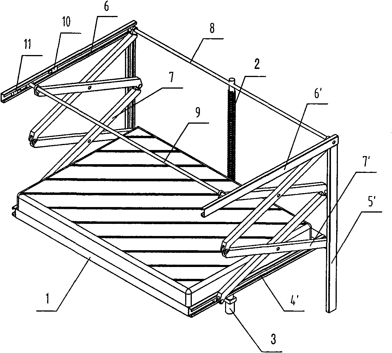 Scissor type motor-caravan lifting bed