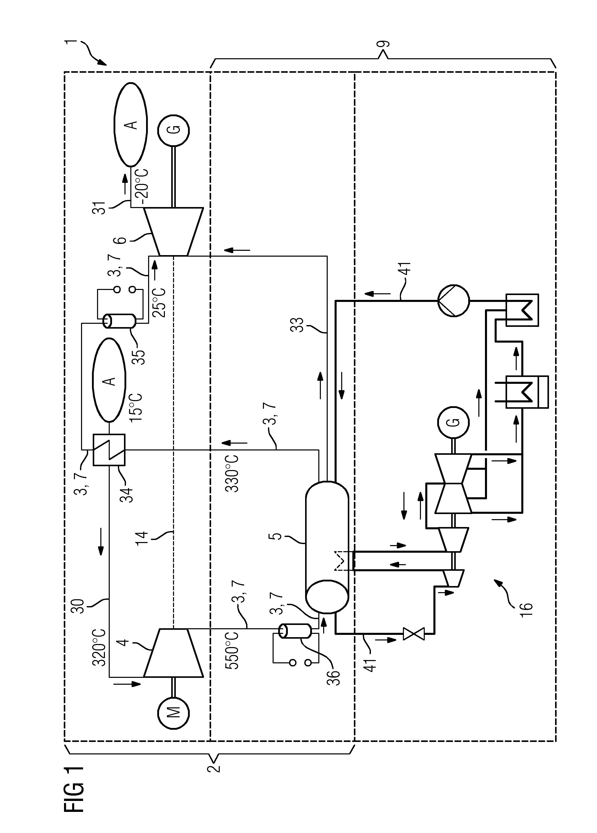 Energy storage installation with open charging circuit for storing seasonally occurring excess electrical energy