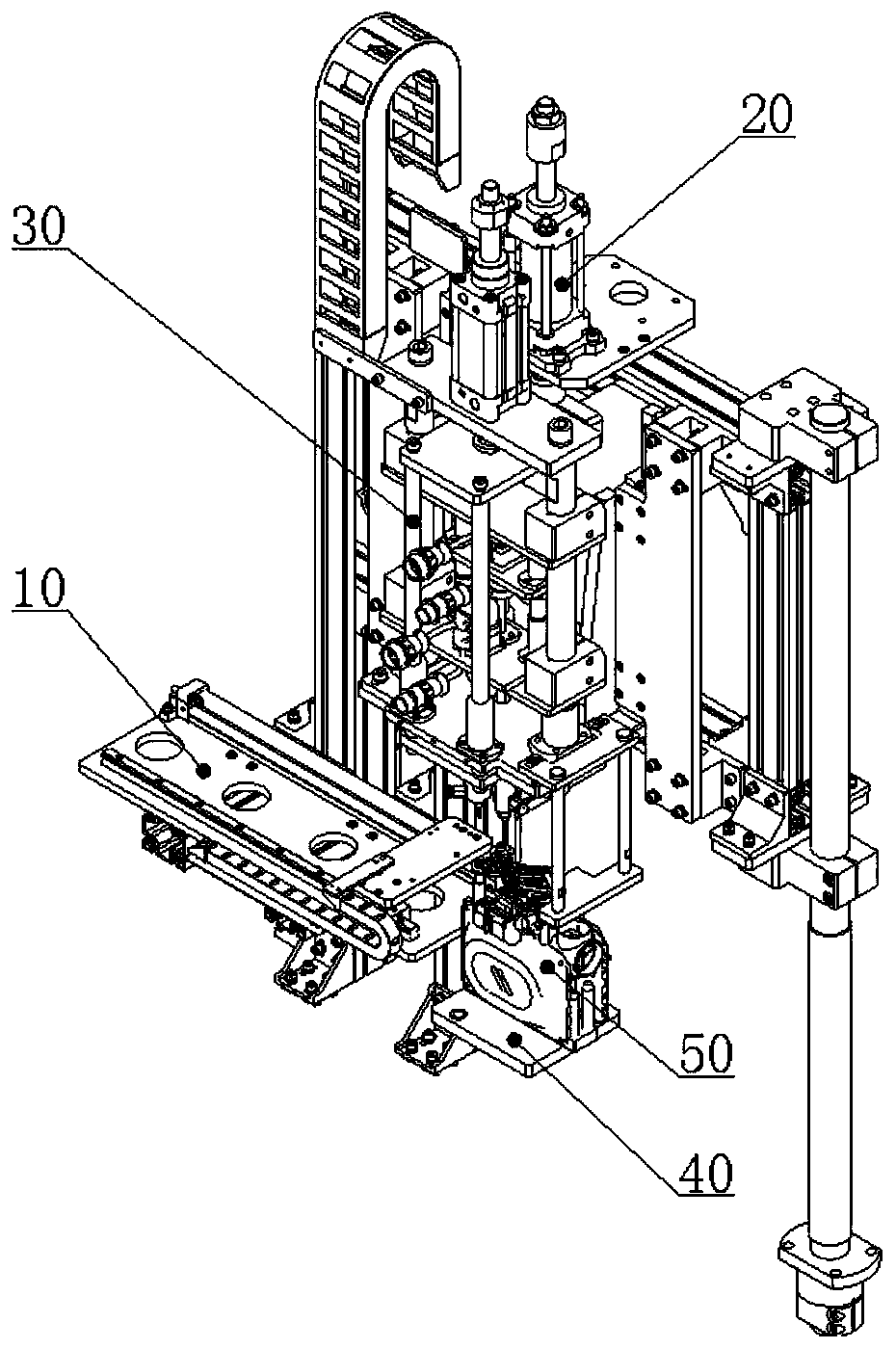 Automatic rocker arm assembling device for meter and assembling method