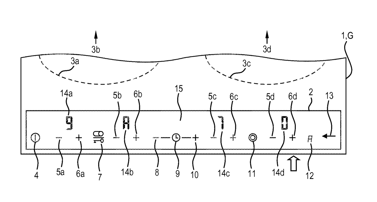 Household appliance with control element