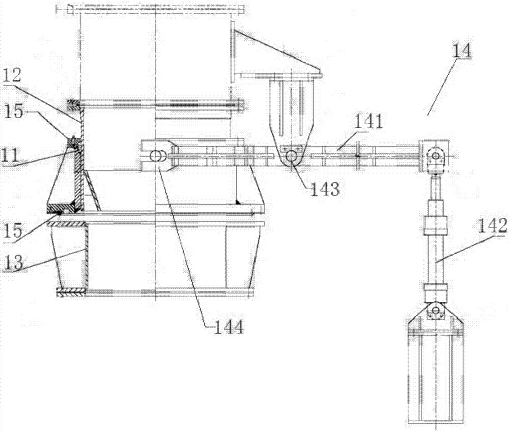 High-temperature charging bucket movable combined sealing pressing device