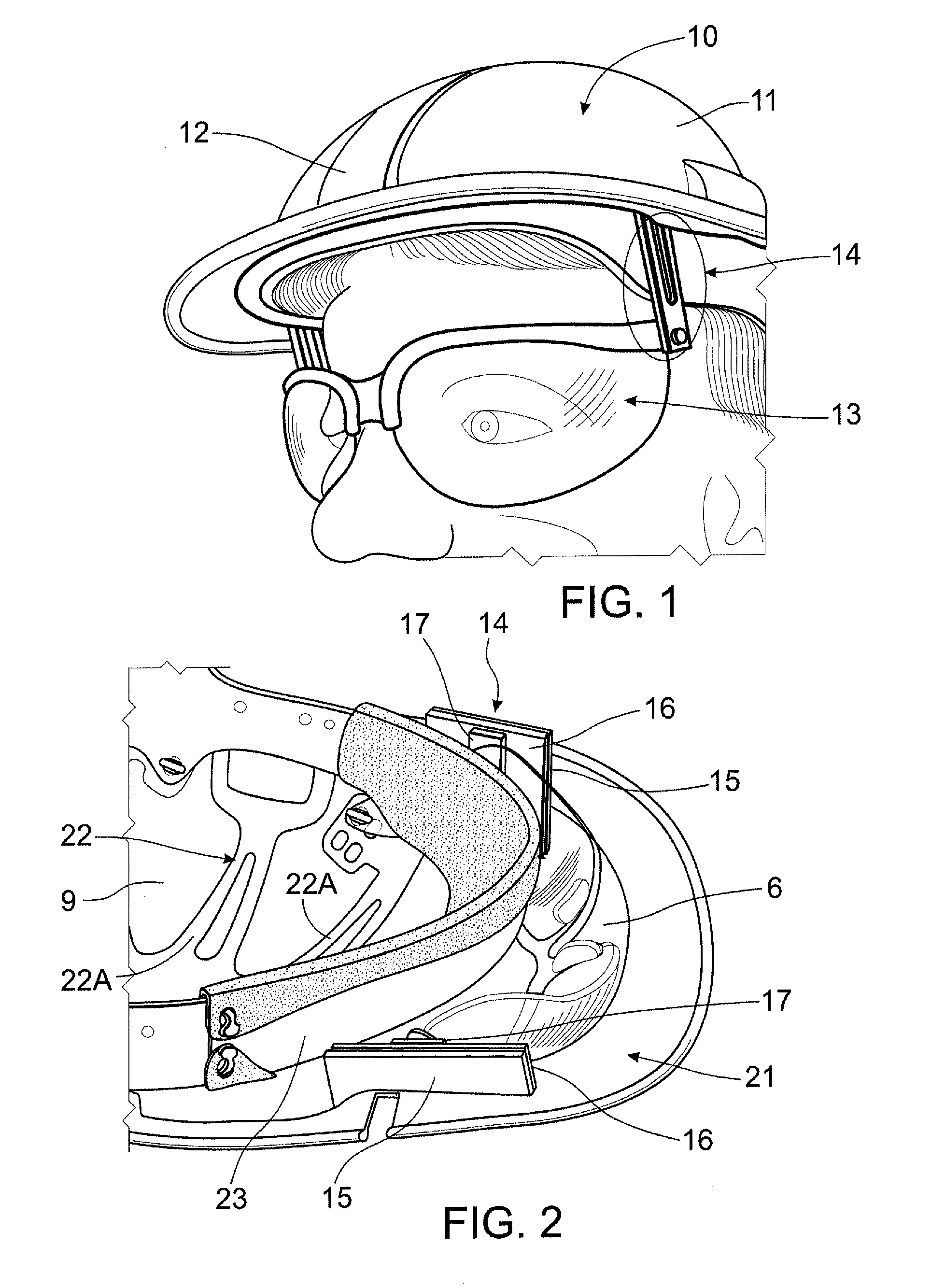 Hard hat with attached safety glasses