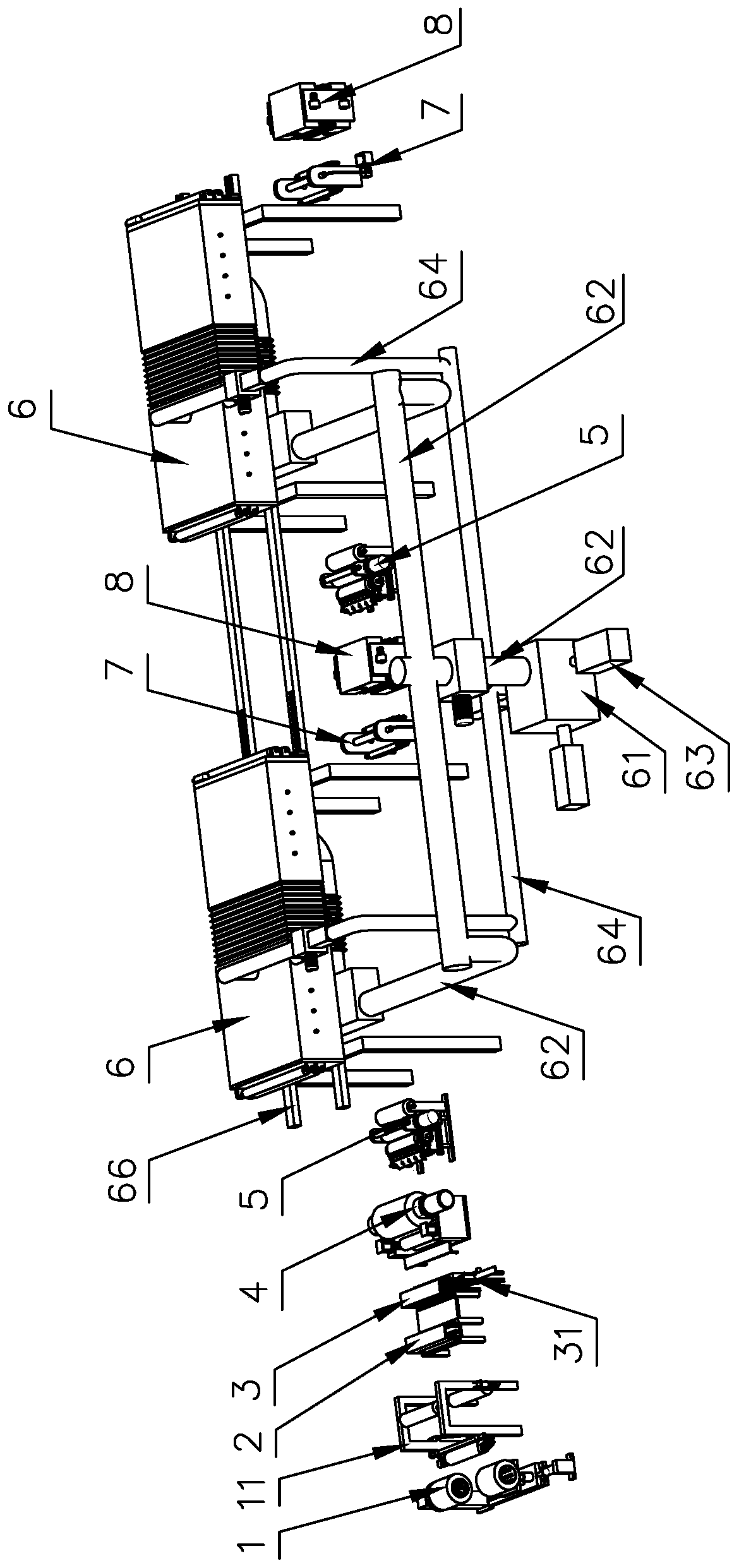 Pre-roller-coating aluminum coil four-color printing forming device and roller coating process thereof