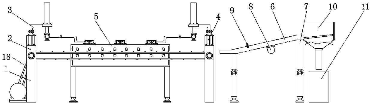 Continuous drying device used for production of silicon wafers and capable of automatically feeding and discharging