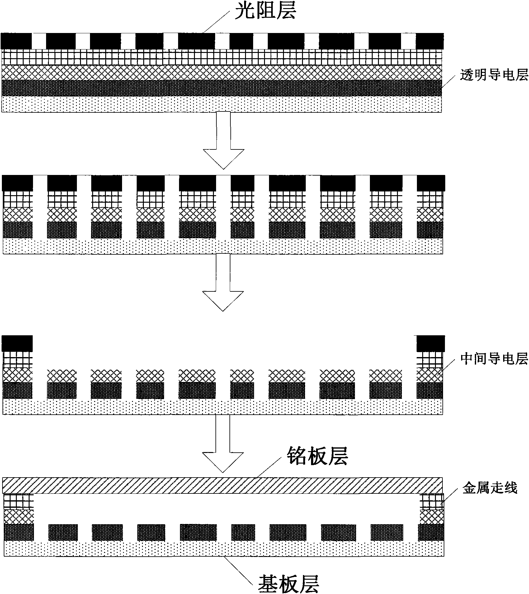 Touch panel with intermediate conducting layer and manufacturing method thereof