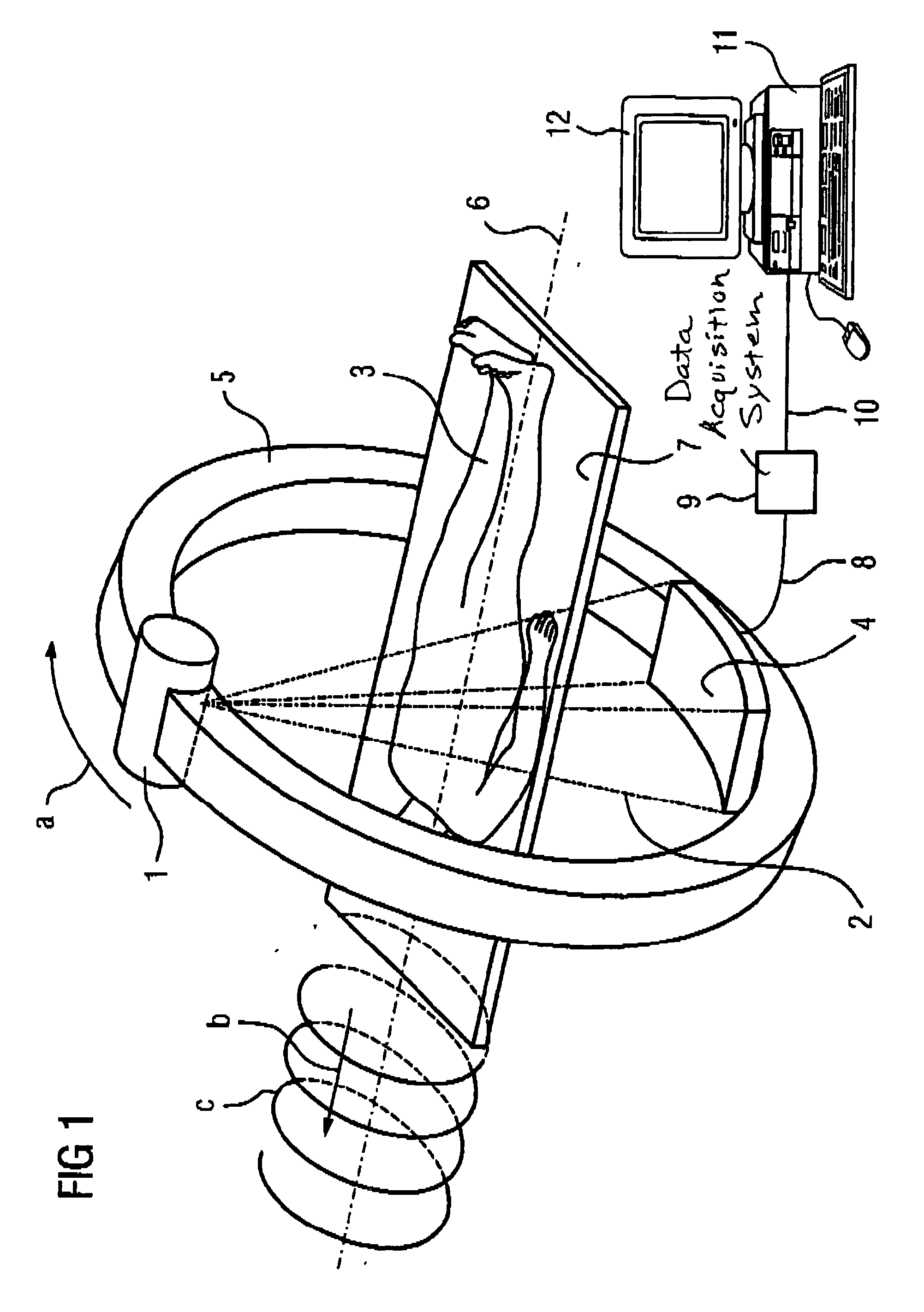 Method and medical device for the automatic determination of coordinates of images of marks in a volume dataset