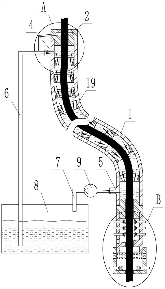 A wire feeding device for surfacing welding of sealing surface