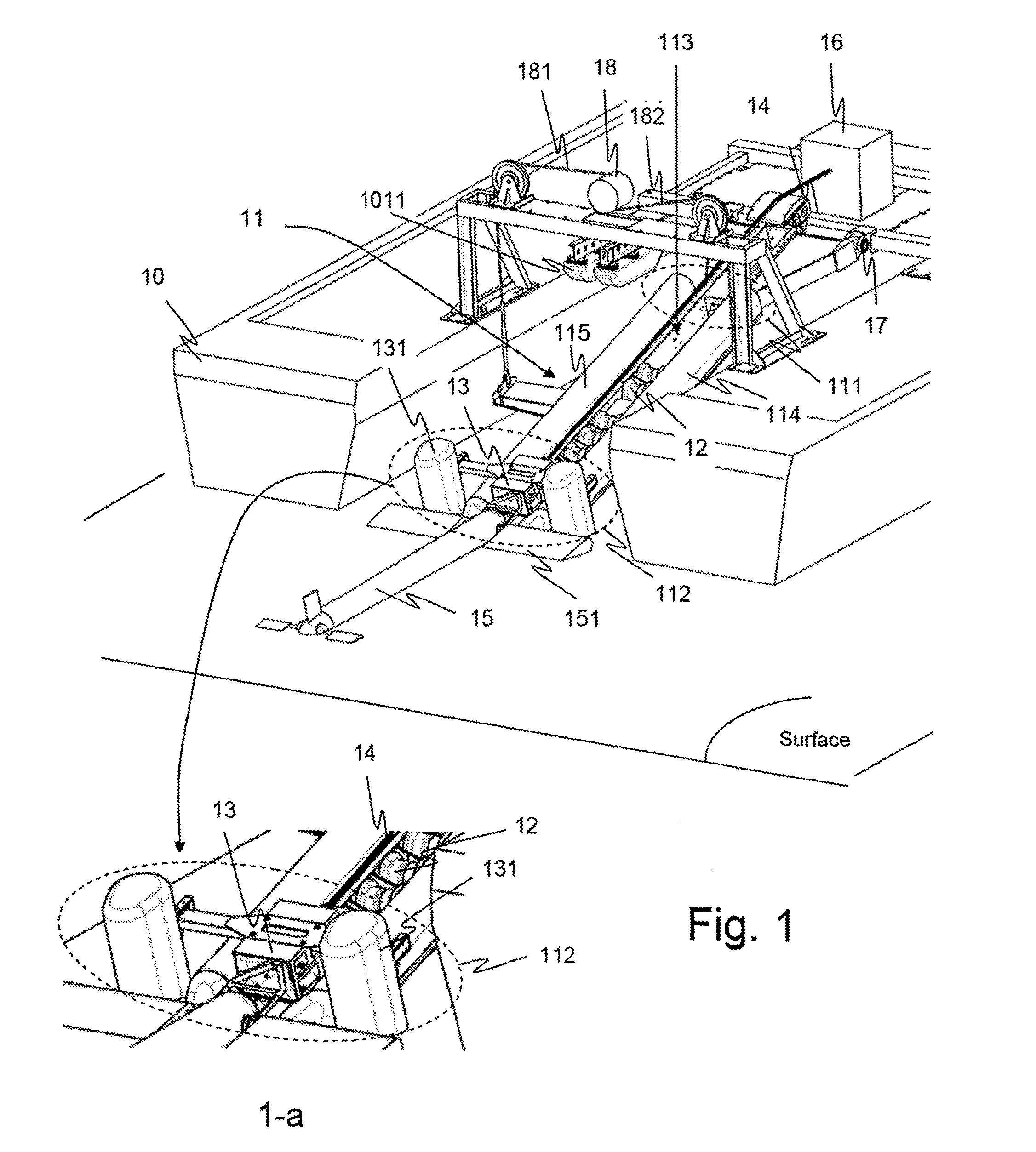 System for launching and recovering underwater vehicles, notably towed underwater vehicles