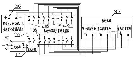 Device allowing battery packs to switch between series connection and parallel connection