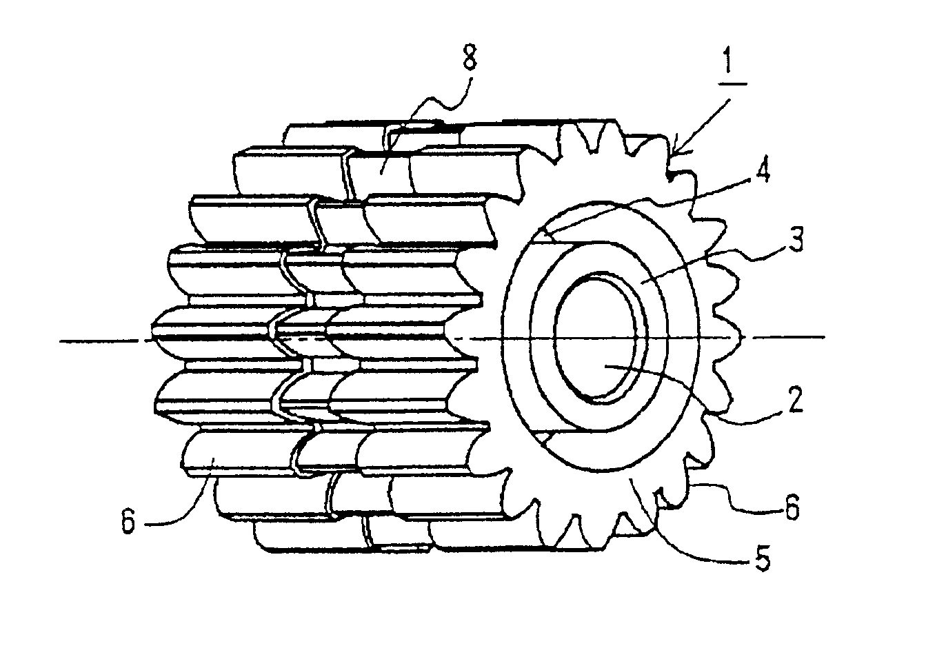 Gear made of resin, and mold structure