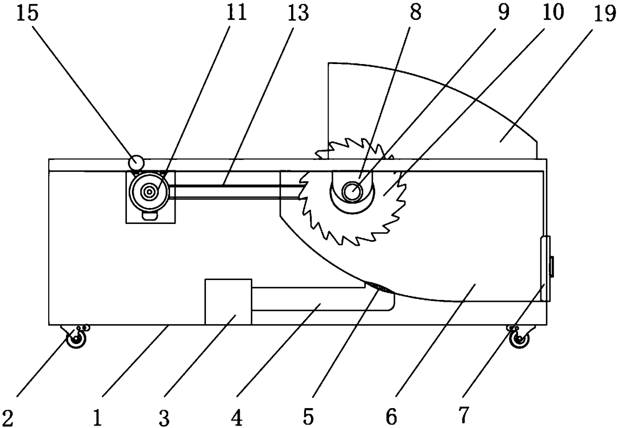 Sawmill convenient in sawdust collection for wooden decorative material