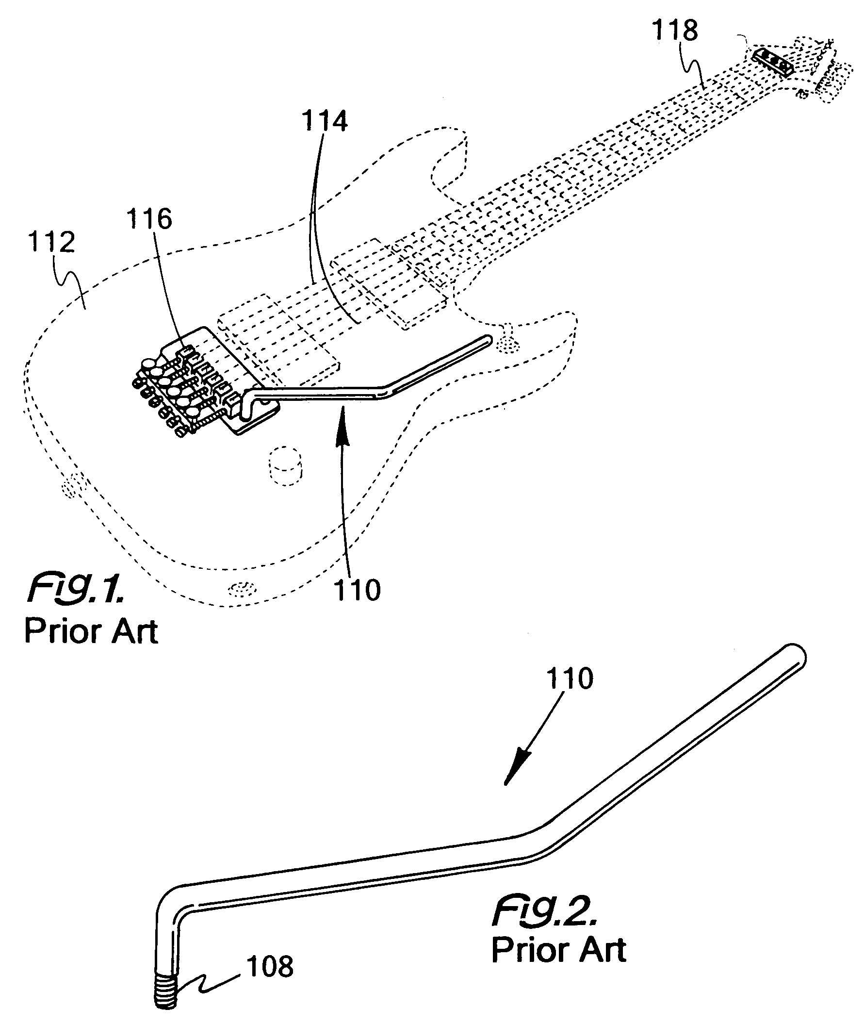 Wrench tremolo bar for a guitar