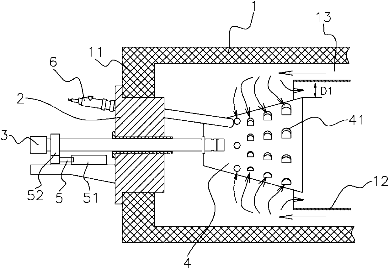 Combustor for exhaust gas incineration and adjustable in adjustment ratio