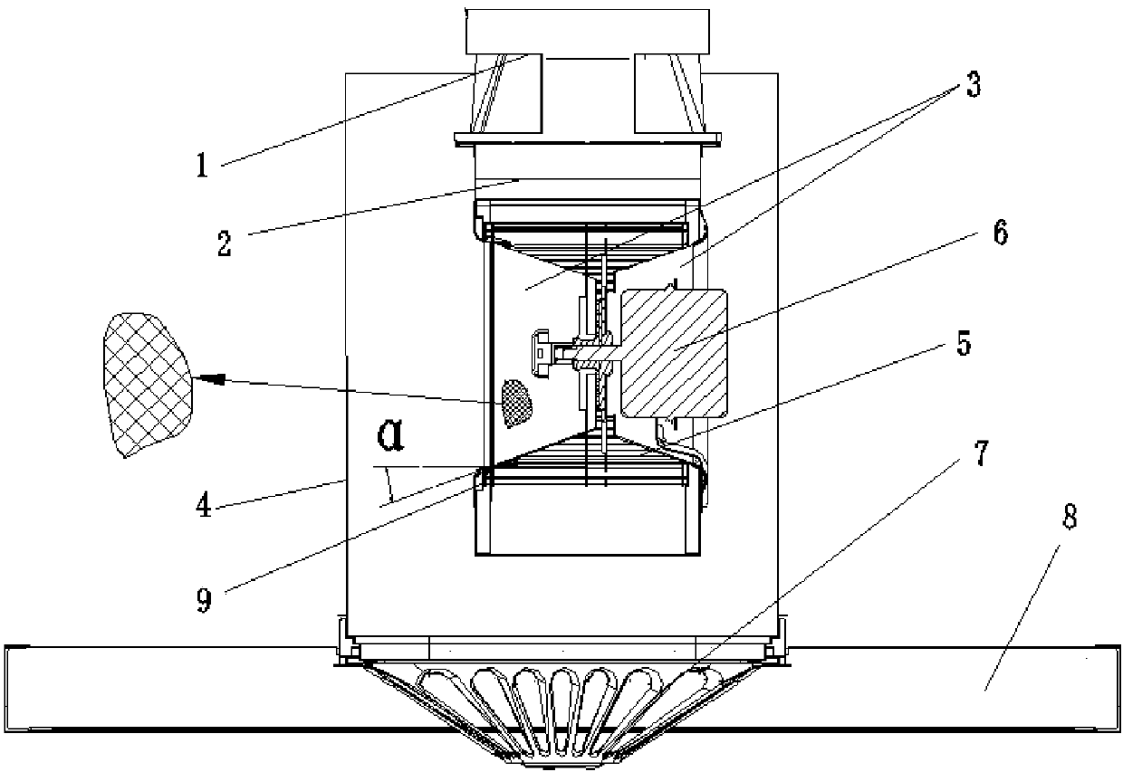 Rectifying and noise lowering exhaust hood