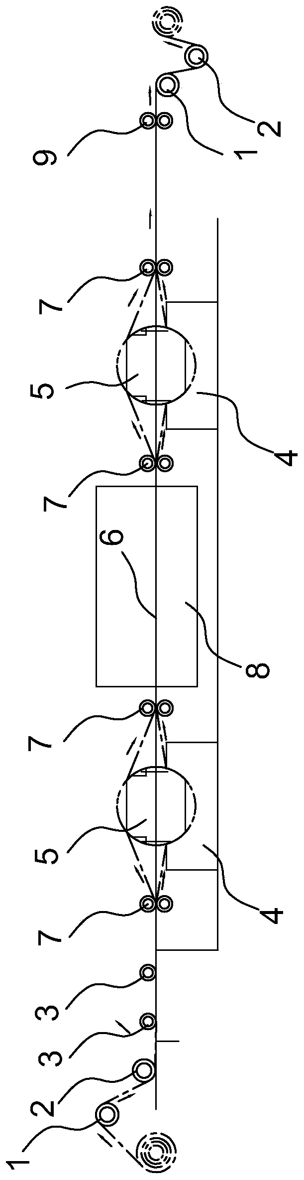 Tubular fabric printing and passing mechanism