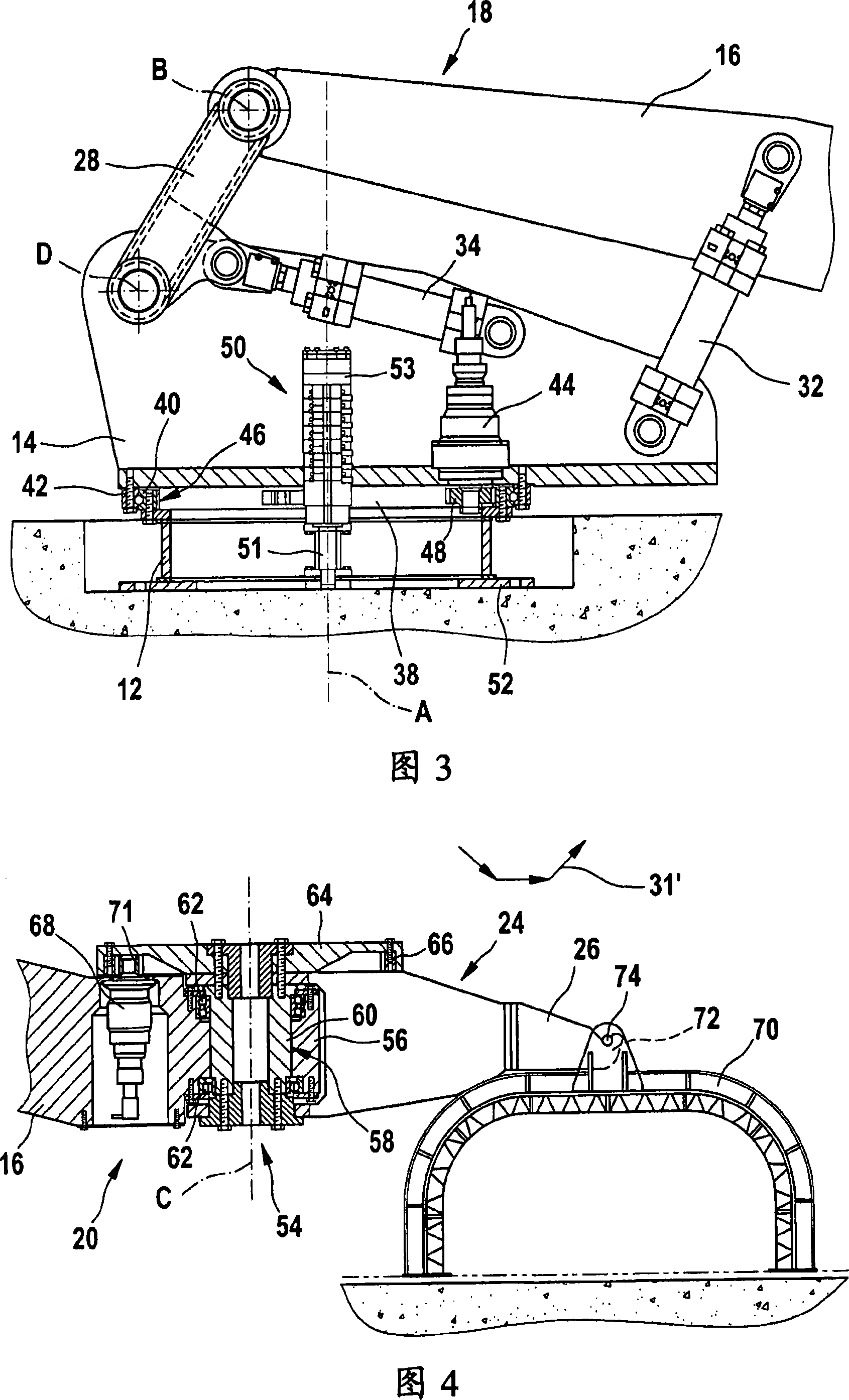 Handling device for elements of tapping runners