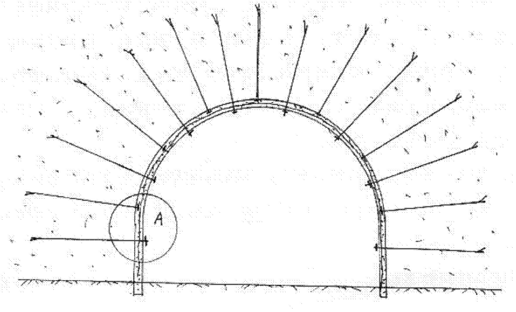 Tensile reinforcement concrete spray body supporting method for deep soft roadway