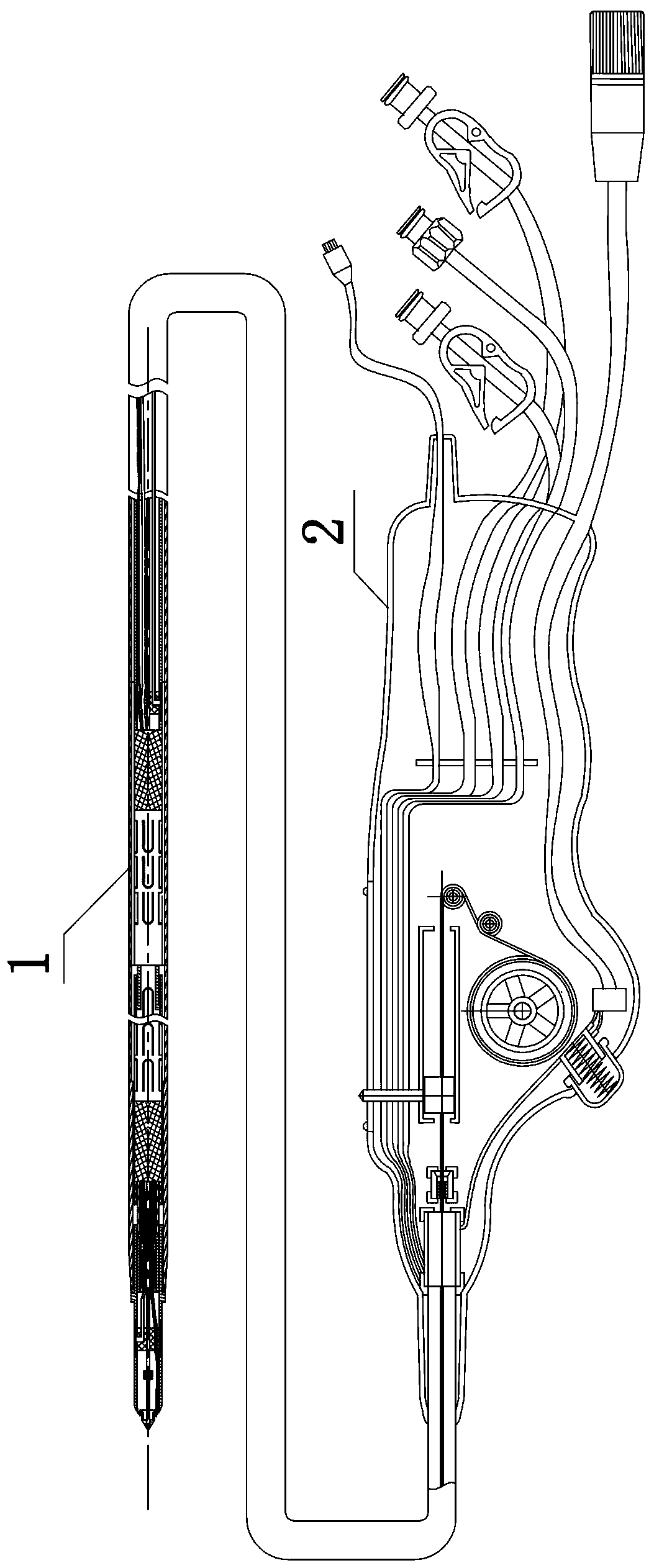 Thrombus removal device of thrombus removal system