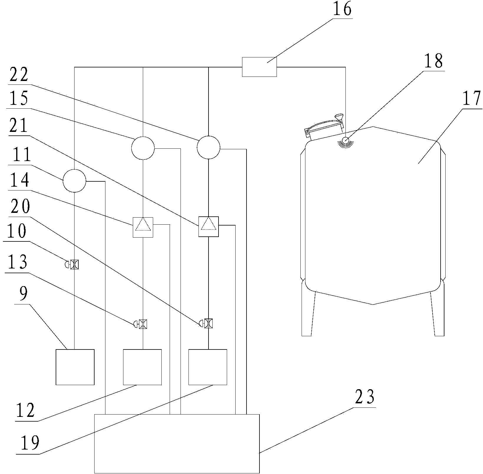 Multi-liquid proportioned mixing device