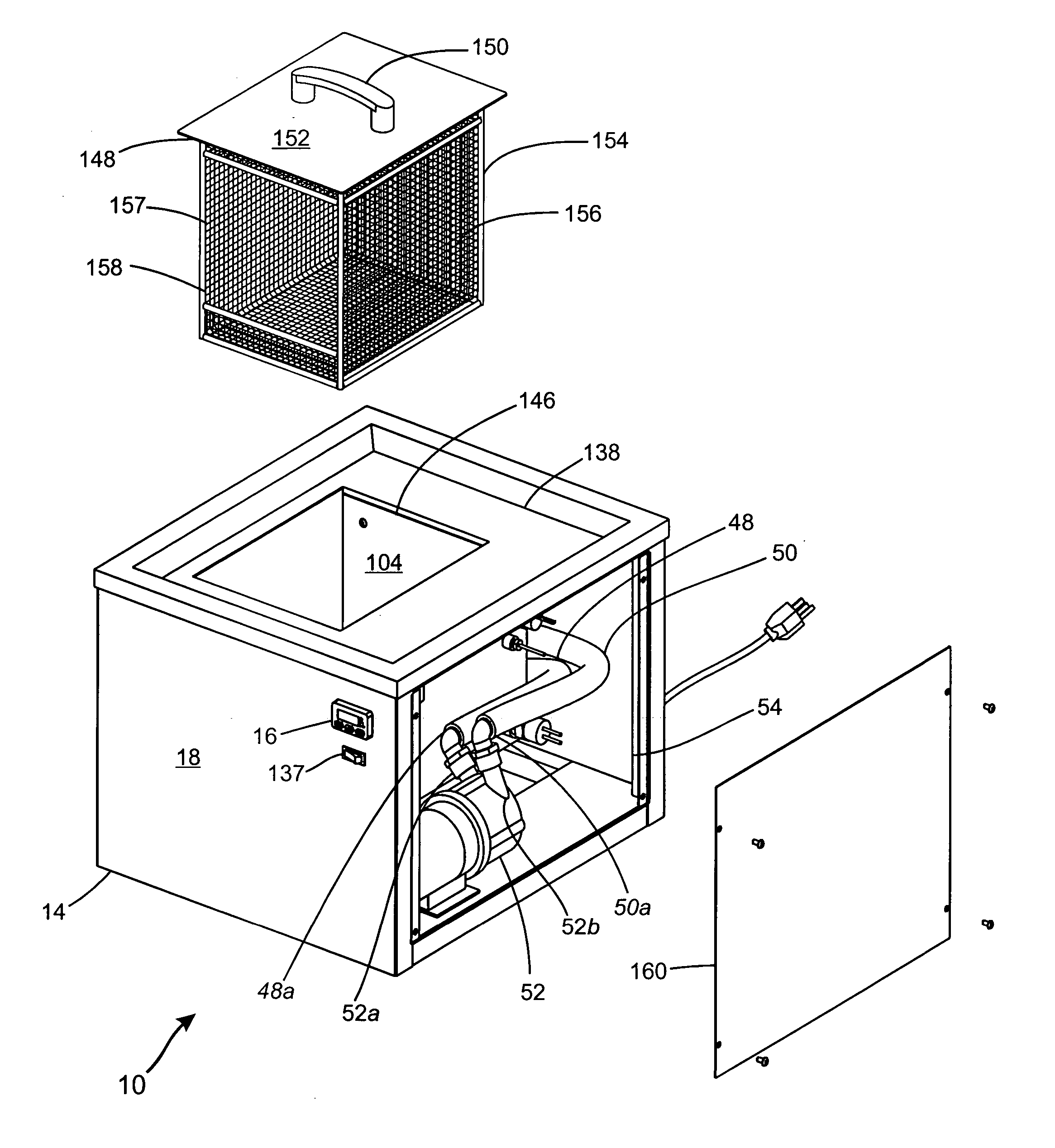 Apparatus and method of removing water soluble support material from a rapid prototype part