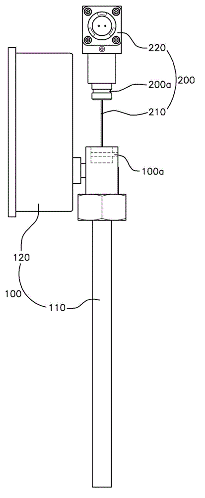 Integrated temperature measuring instrument for cylinder exhaust temperature measurement of marine internal combustion engines