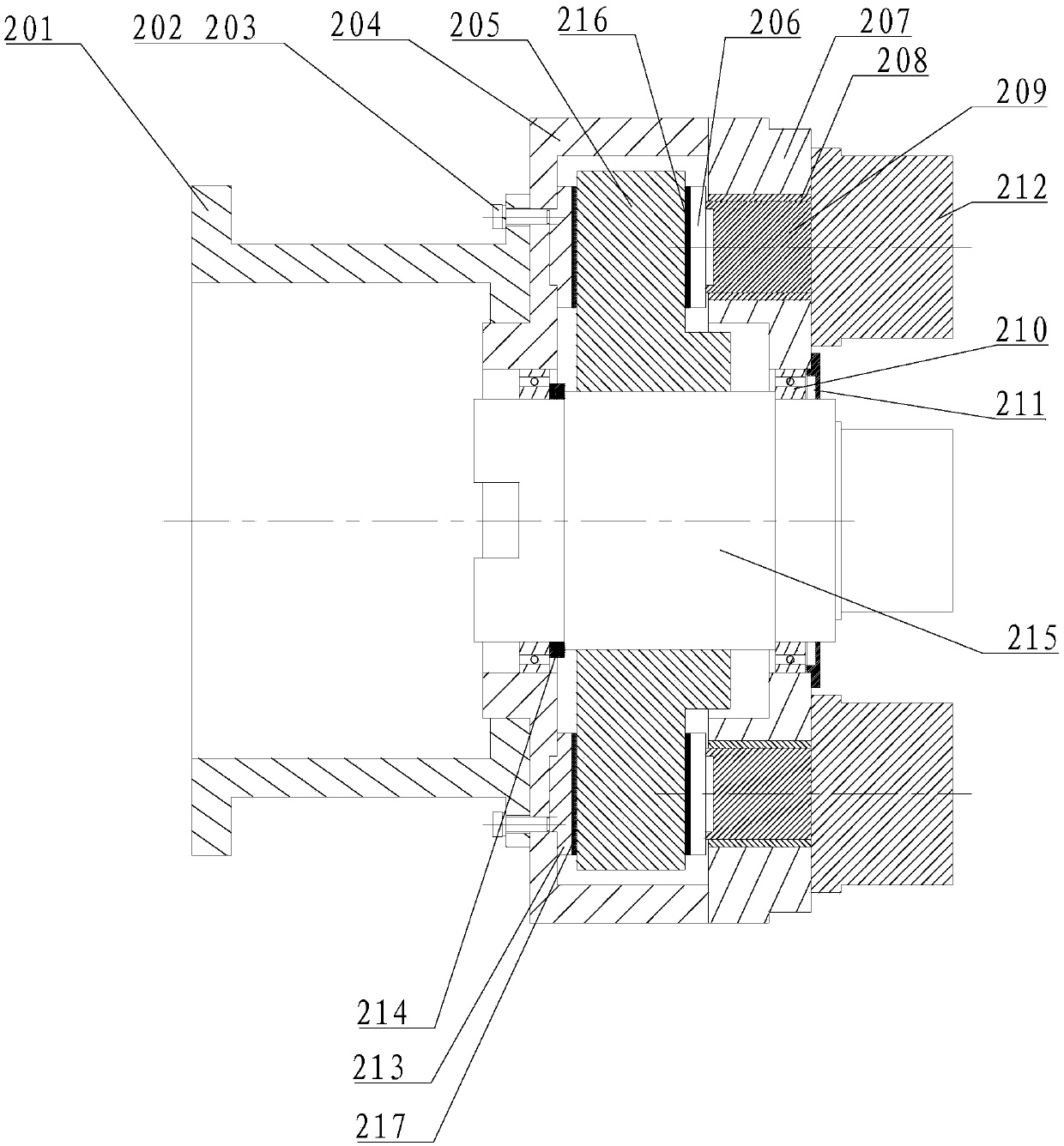 Front-oscillation center spray pipe load simulating friction loading device