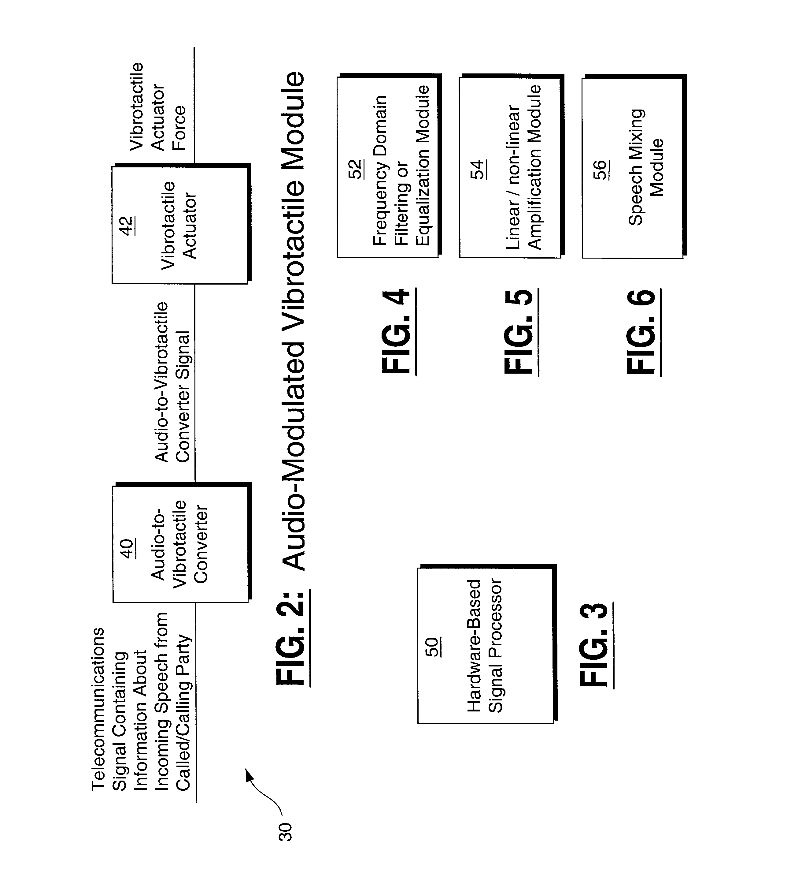 Mobile phone featuring audio-modulated vibrotactile module