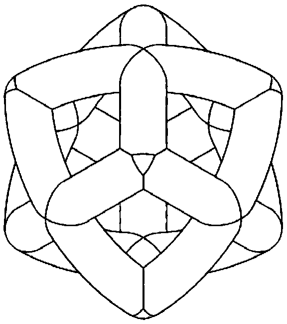 Porous implant filled with O-intersecting lines units