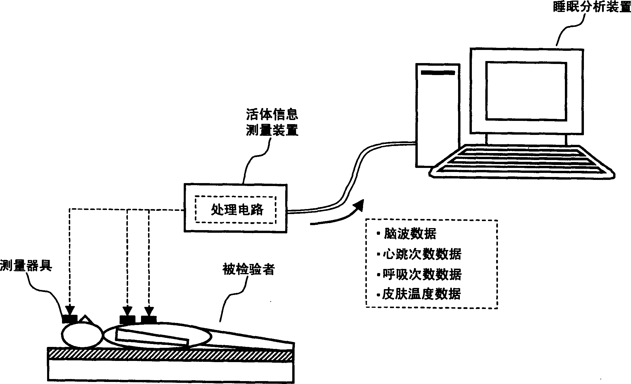 Sleep analyzer and program product for giving sleep analysis function to computer