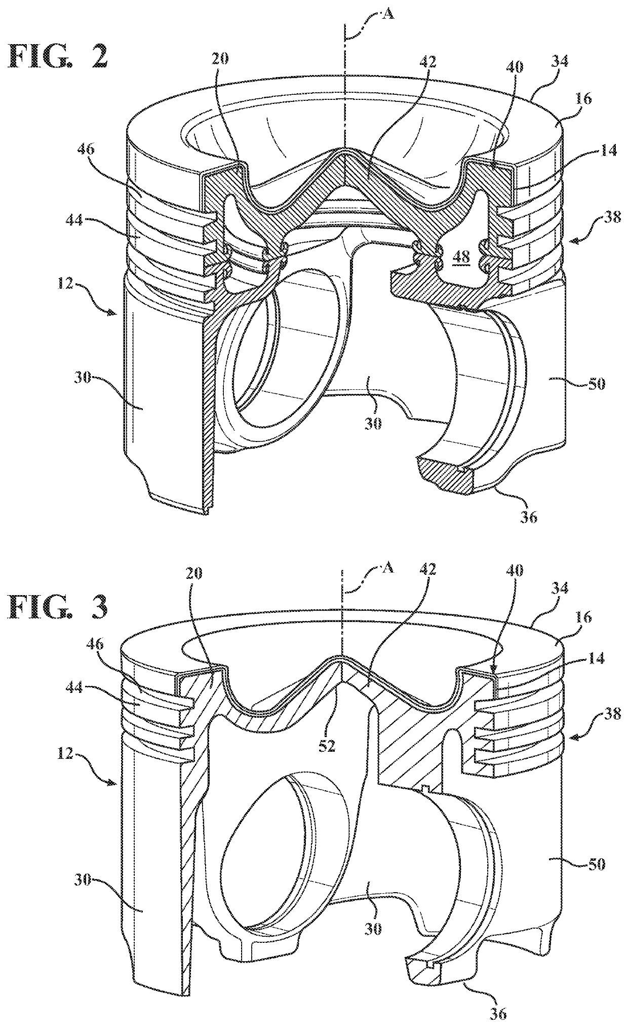 Steel piston having oxidation and erosion protection