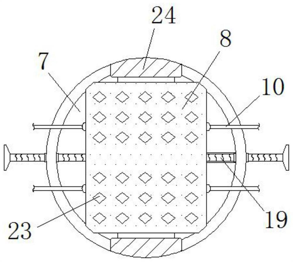 A raw material screening device for oil processing with adjustable aperture