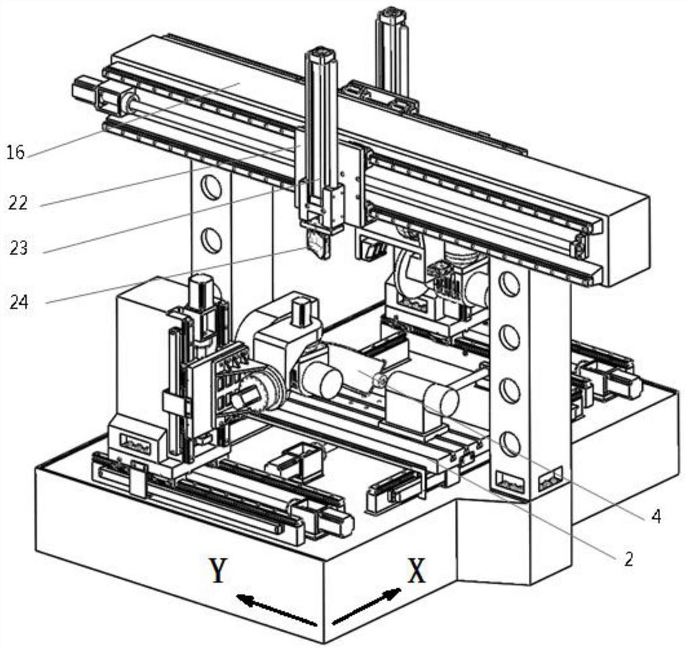 A blade processing machine tool integrating processing and testing