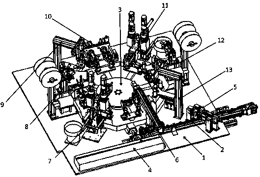 Automatic welding device for four-way valve end cap