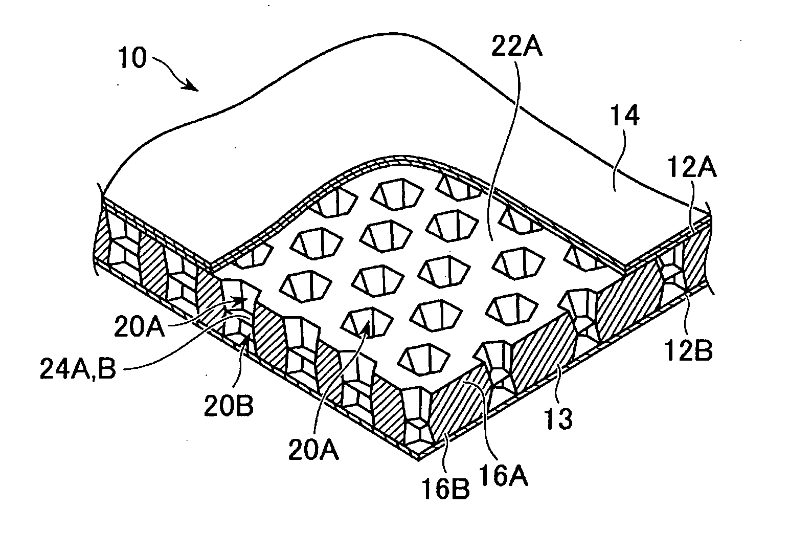 Core material for sandwich panel, method of molding core material for sandwich panel, sandwich panel, and method of molding sandwich panel