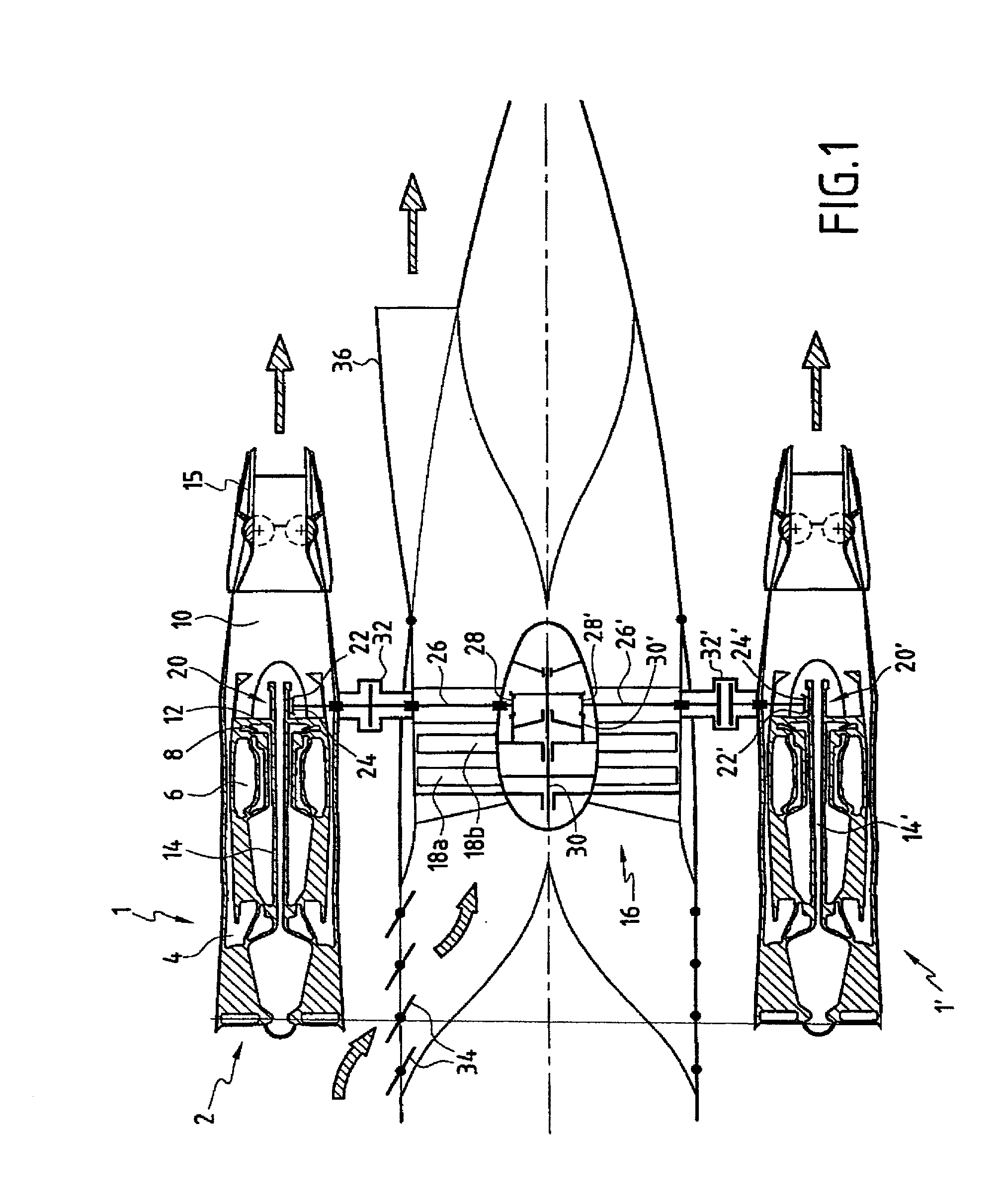 Variable cycle propulsion system with mechanical transmission for a supersonic airplane