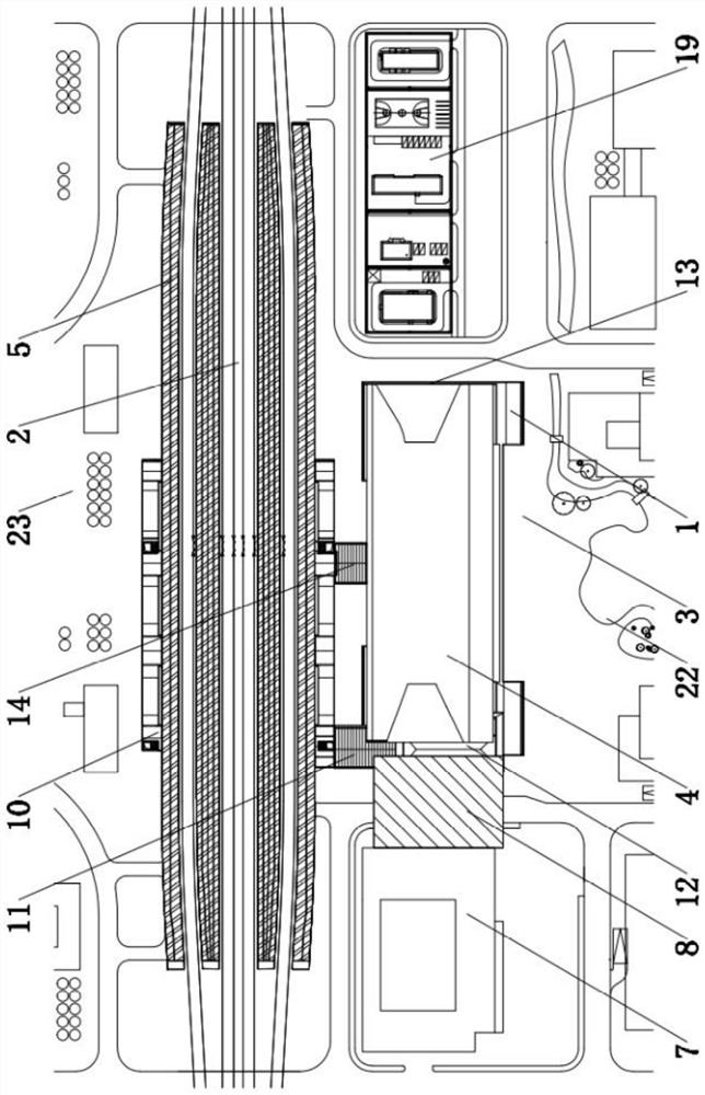 Convenient medium-sized railway station arrangement structure