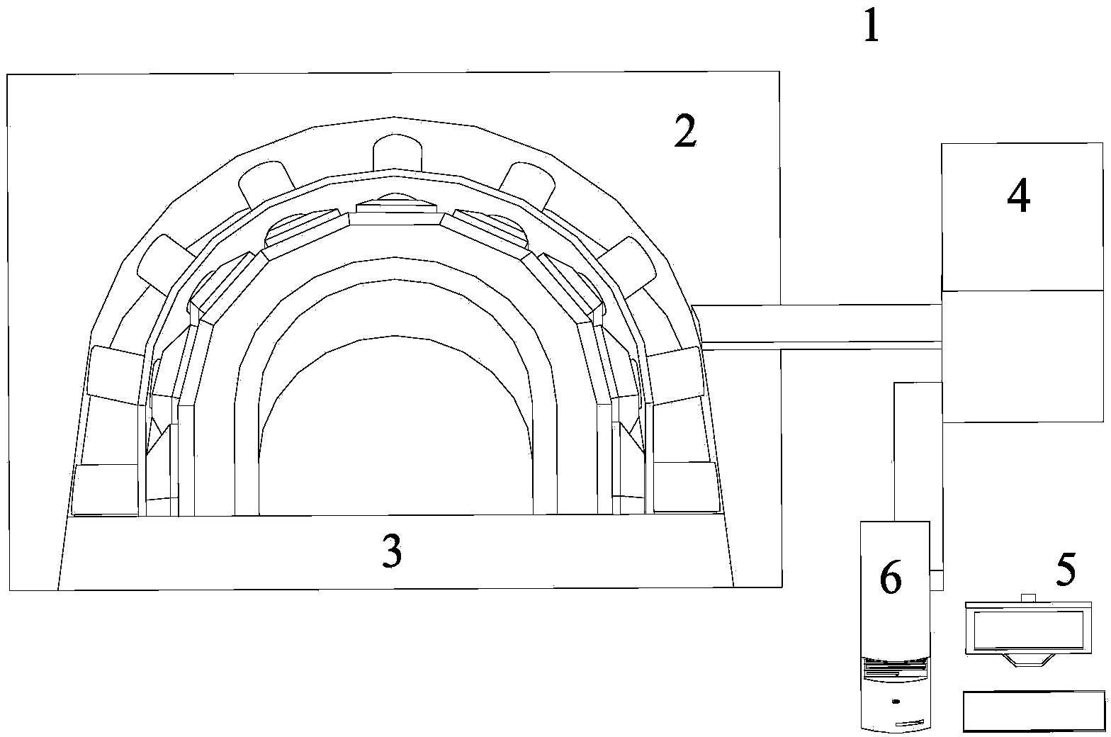 Testing system and method for supporting model of large arch flexibly and uniformly loaded tunnel