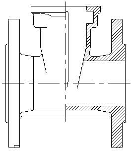 Valve body combined casting process for sluice valve with flange casting bolt hole