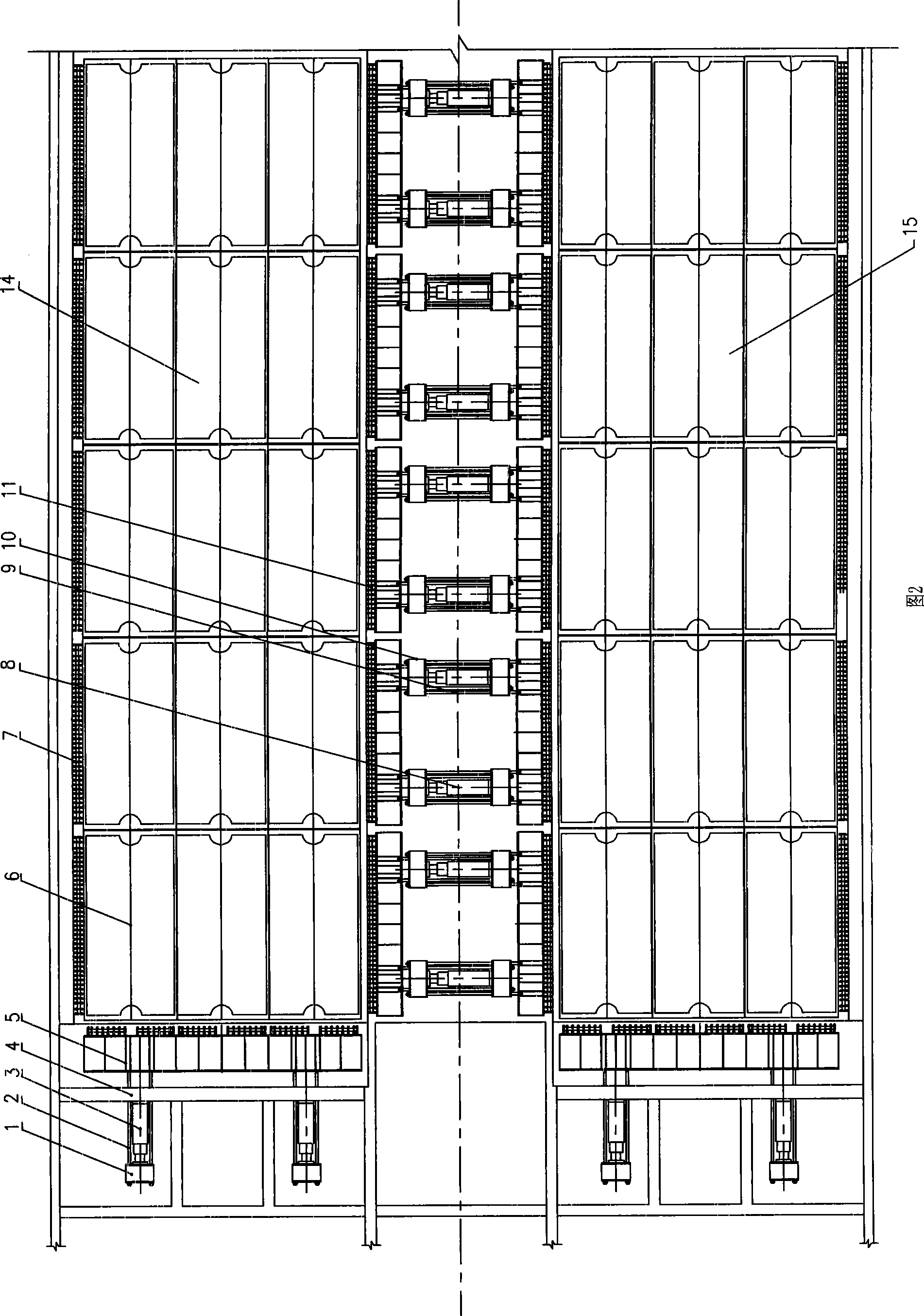 Bidirectional pre-tensioned rail plate long-surface pedestal production chain