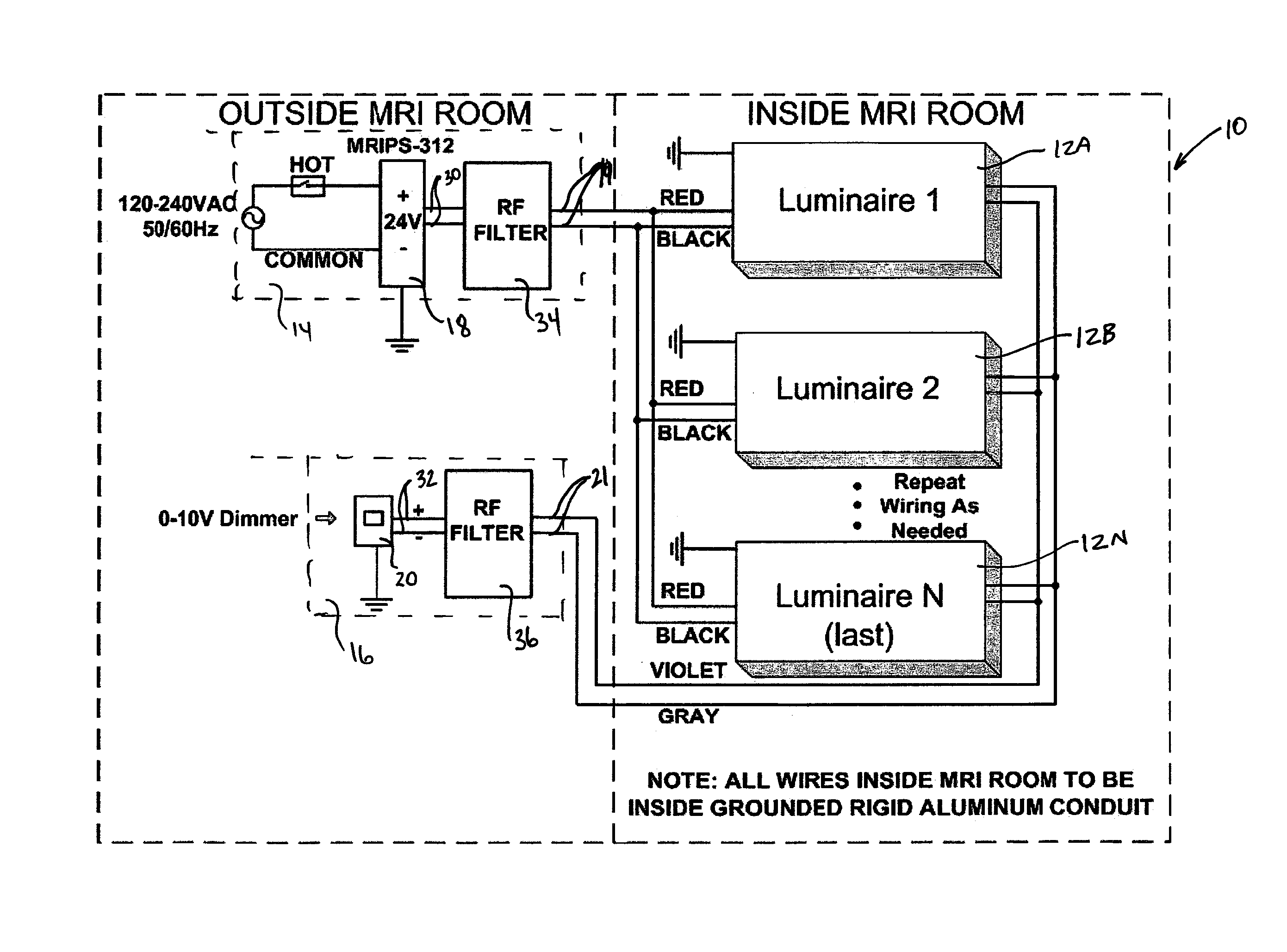 MRI-room LED lighting system