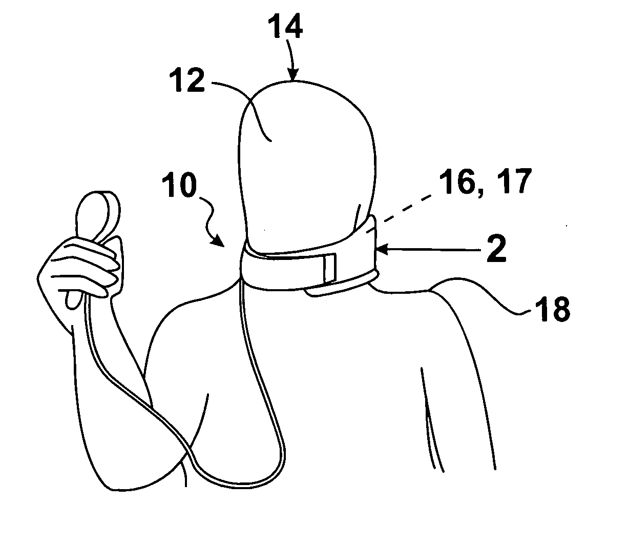 Traction adjustable cervical collar for transferring weight of the head of a wearer from the cervical spine of the wearer to the shoulders of the wearer