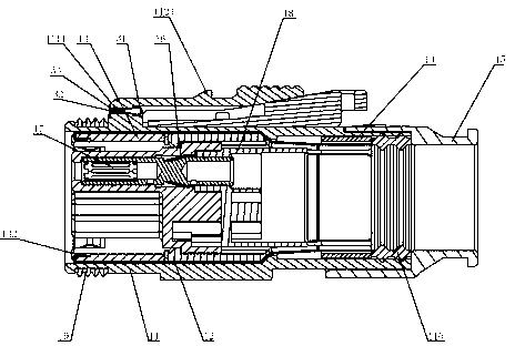 Plastic shell connector with shielding and high-voltage interlocking structure