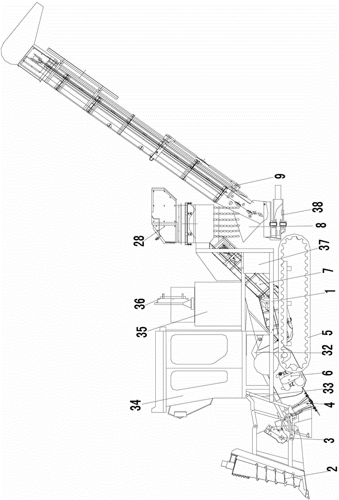 Sugarcane combine-harvester with novel conveying manner