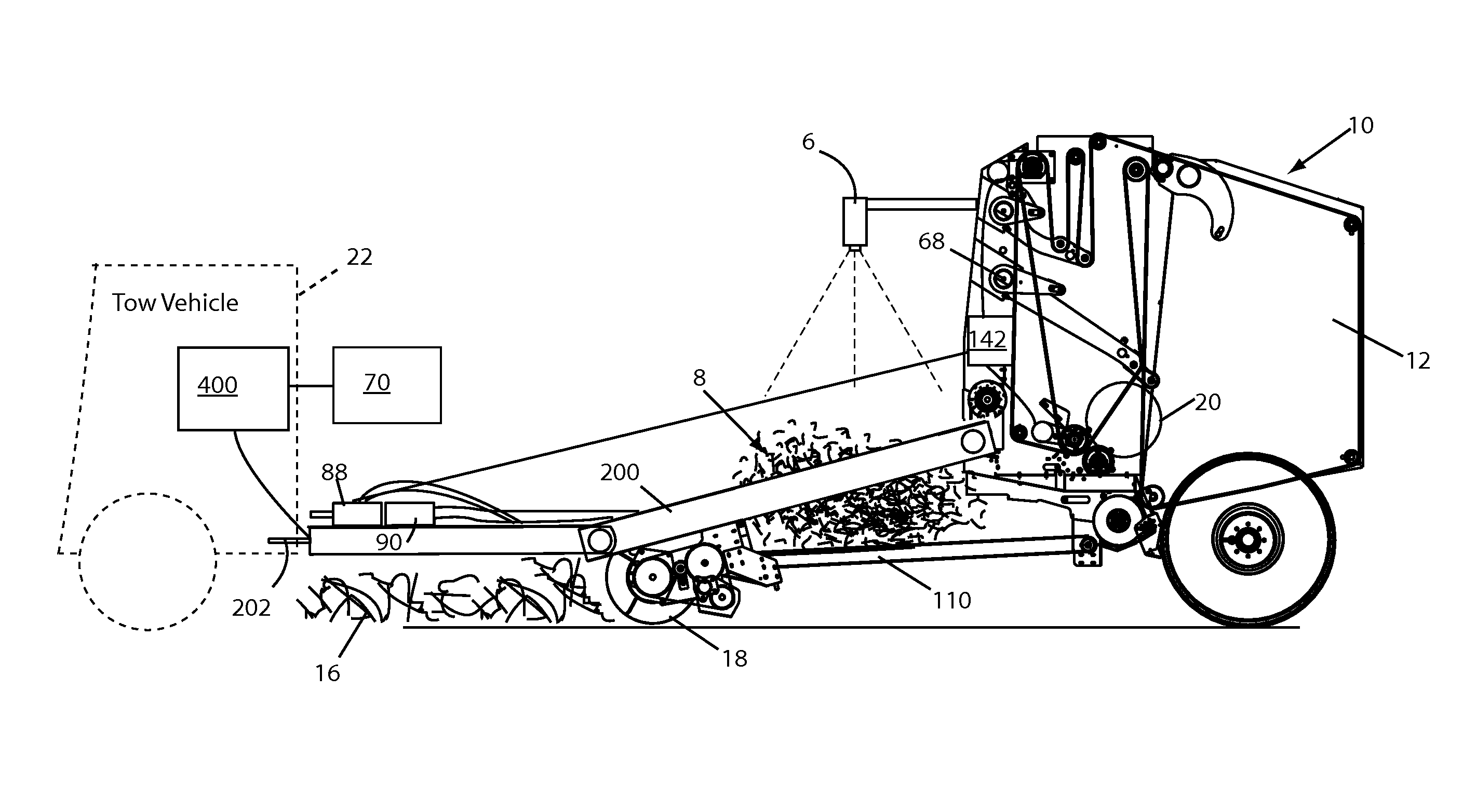 Variable speed round bale chamber control using bale growth rate