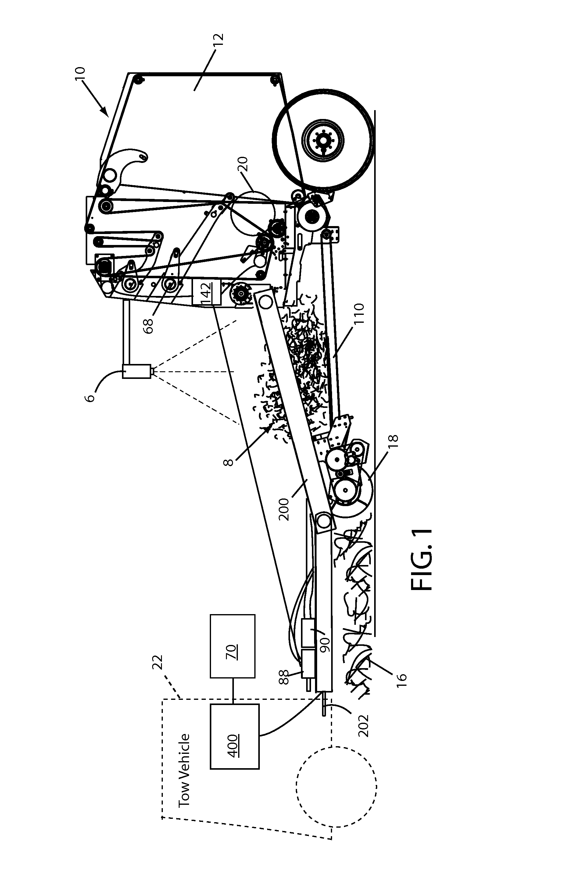 Variable speed round bale chamber control using bale growth rate